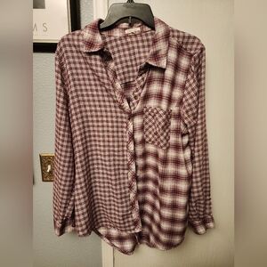 Plaid Burgundy Womans Ligjt Flannel